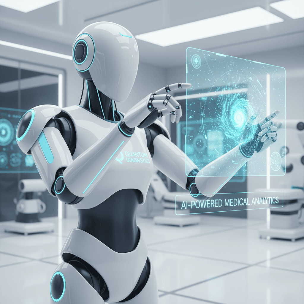 Robô MedGemma analisando exames médicos com IA